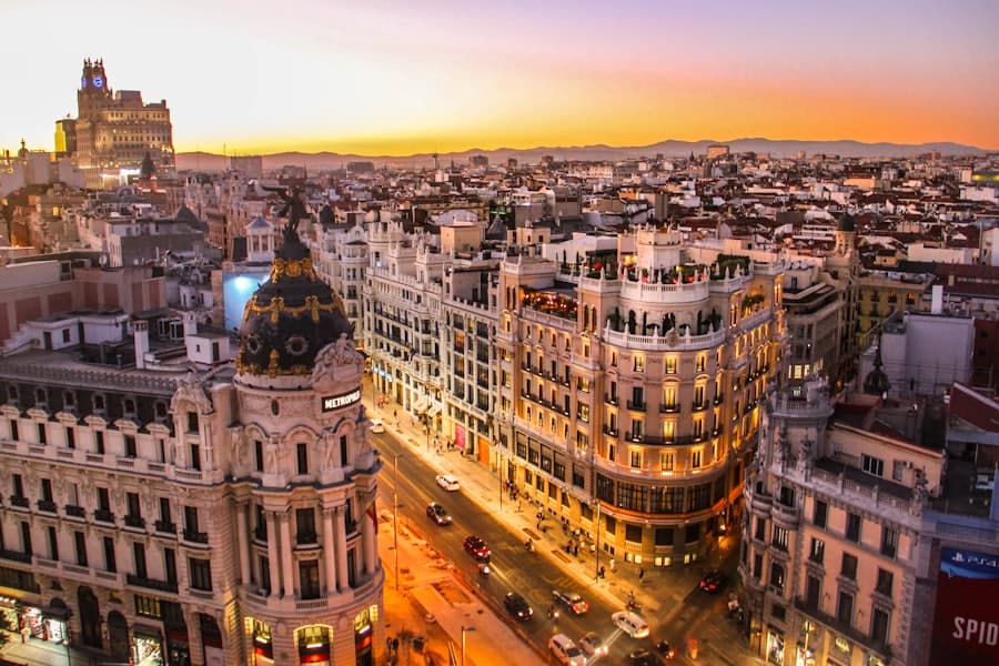 Gran Via boulevard in Madrid, Spain