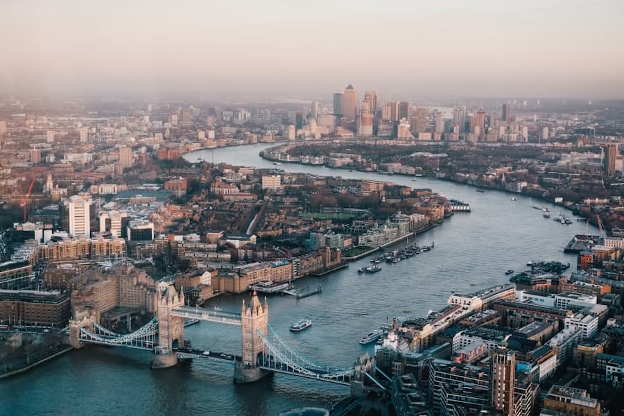 Tower Bridge and the London skyline, United Kingdom