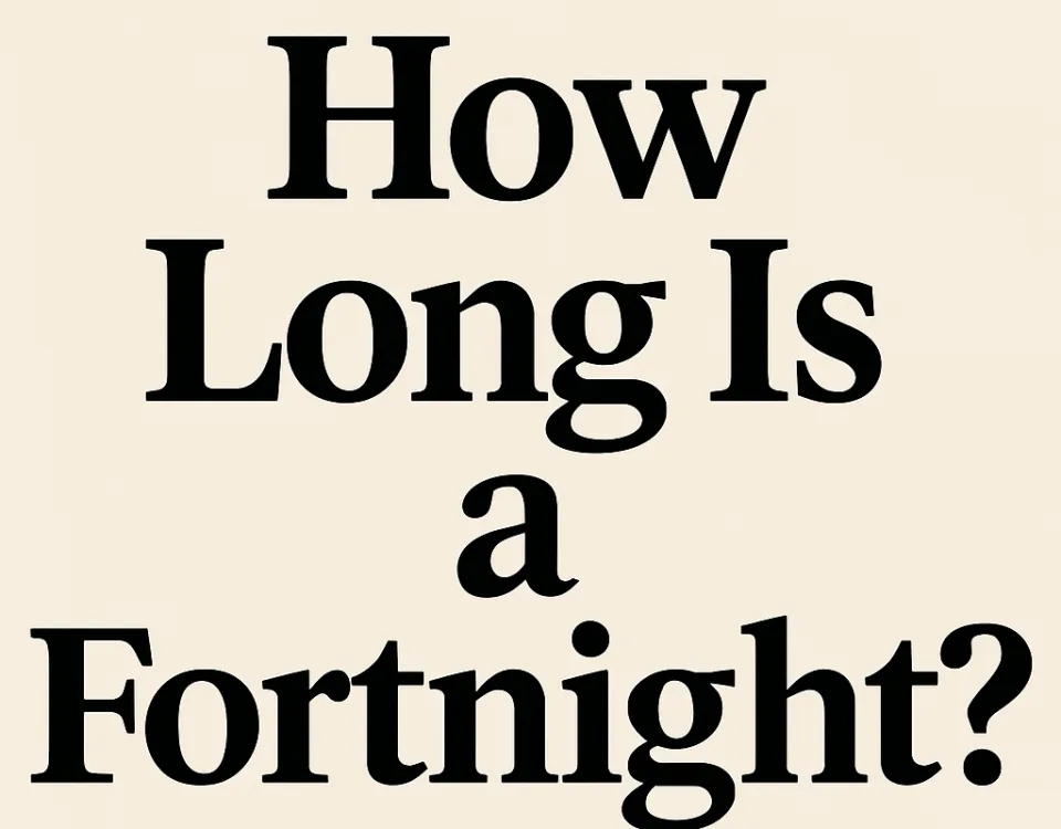 How long is a fortnight featured in bold black serif font on a light beige background, designed for a clear and minimal look.