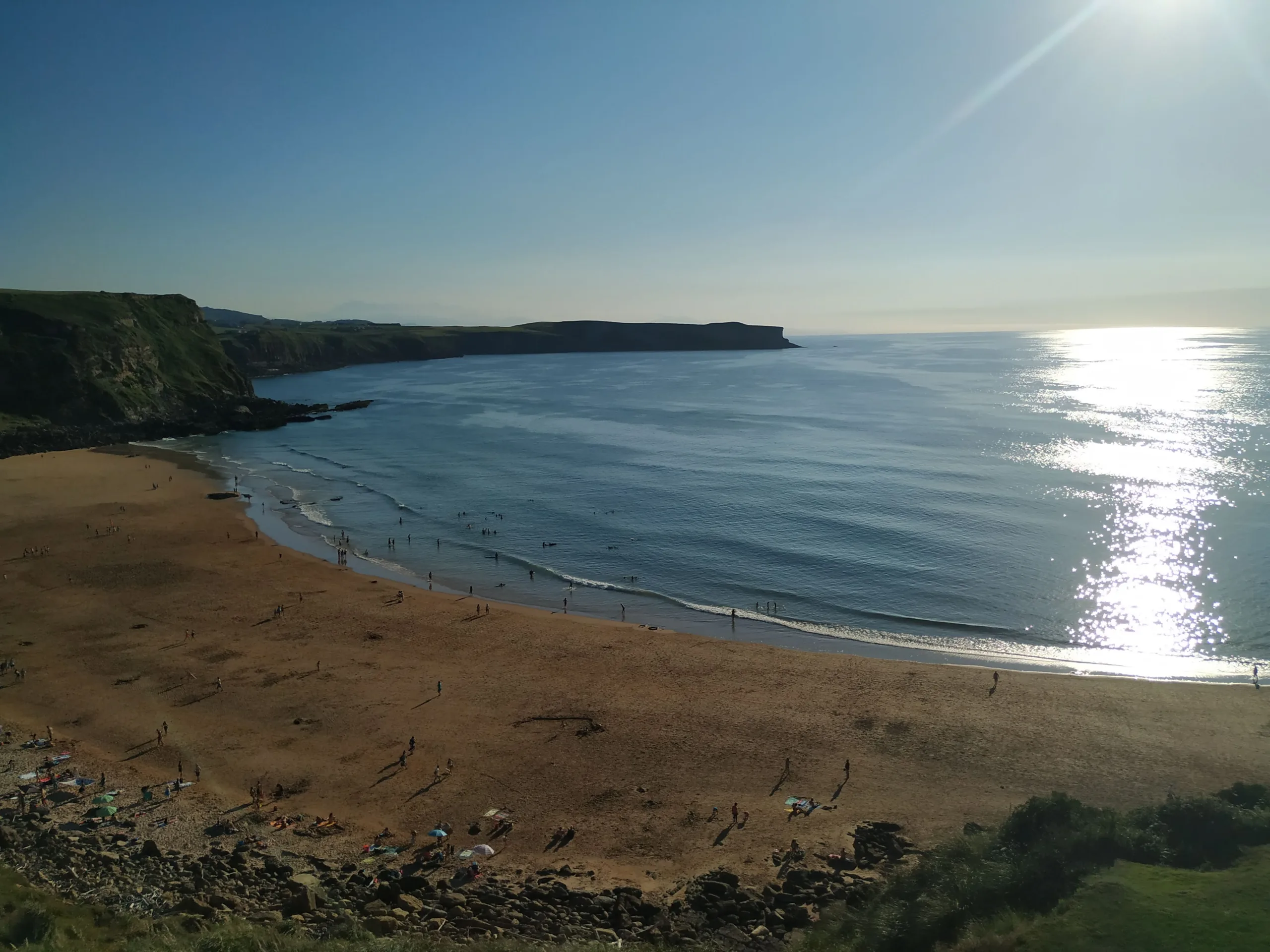 Coastal cliffs and turquoise sea along a Spanish beach