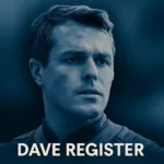 Dave Register in a dramatic close-up with cool blue tones and serious expression.