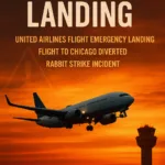 emergency landing of United Airlines flight after diversion to Chicago due to in-flight issue and rabbit strike incident.