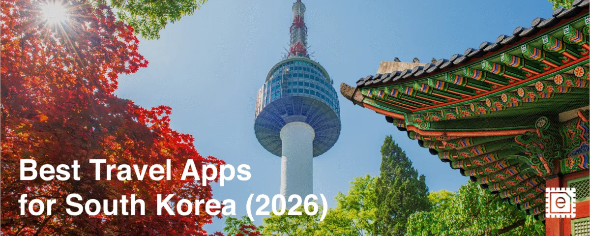 N Seoul Tower in Seoul, South Korea, with a traditional Korean pavilion roof and autumn foliage.