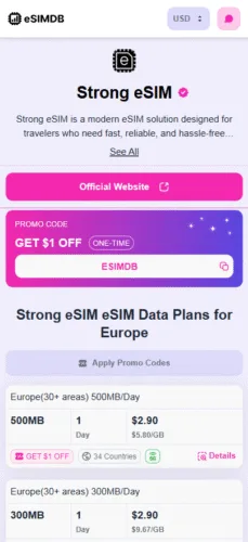 Comparison of cheap esims from a known eSIM database.